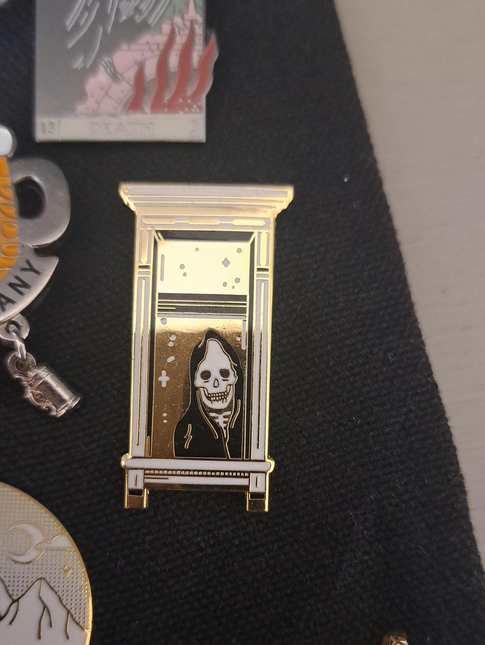 Gold and Black Grim Reaper Enamel Pin Halloween